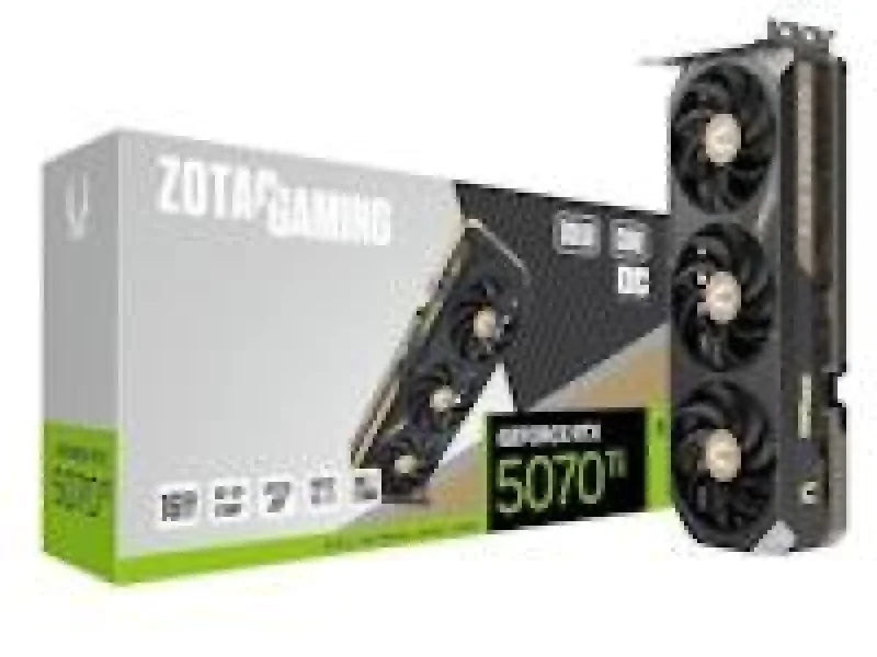 ZOTAC GAMING SOLID CORE OC GeForce RTX 5070 Ti 16GB GDDR7 PCIe 5.0 Graphics Card – 8960 CUDA Cores, 2482 MHz Boost, 256-bit Memory, IceStorm 3.0 Cooling, 3x DisplayPort 2.1b & HDMI 2.1b, 2.5-Slot Design, 304 mm Length, Black/Copper GPU for High-End 4K Gaming & Creative PCs - Featured Image