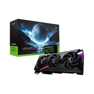 MSI Vanguard SOC GeForce RTX 5070 12GB – NVIDIA Blackwell-architecture GPU, 12GB GDDR7 192-bit 28 Gbps, 6144 CUDA Cores, Boost 2640 MHz, PCIe 5.0, Triple Fan Cooling, 3x DisplayPort 2.1b & HDMI 2.1b, 337 mm Length, Black High-Performance Graphics Card