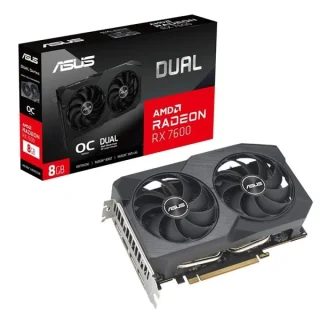 ASUS Radeon RX 7600 Dual OC V2 8GB GDDR6 – 2048 SP RDNA 3 GPU, 128-bit Memory, 18 Gbps, PCIe 4.0 x16, ASUS Axial-tech Dual Fans, 2.5-Slot Black Graphics Card, 3x DisplayPort 1.4a & HDMI 2.1, Compact 245 mm Length