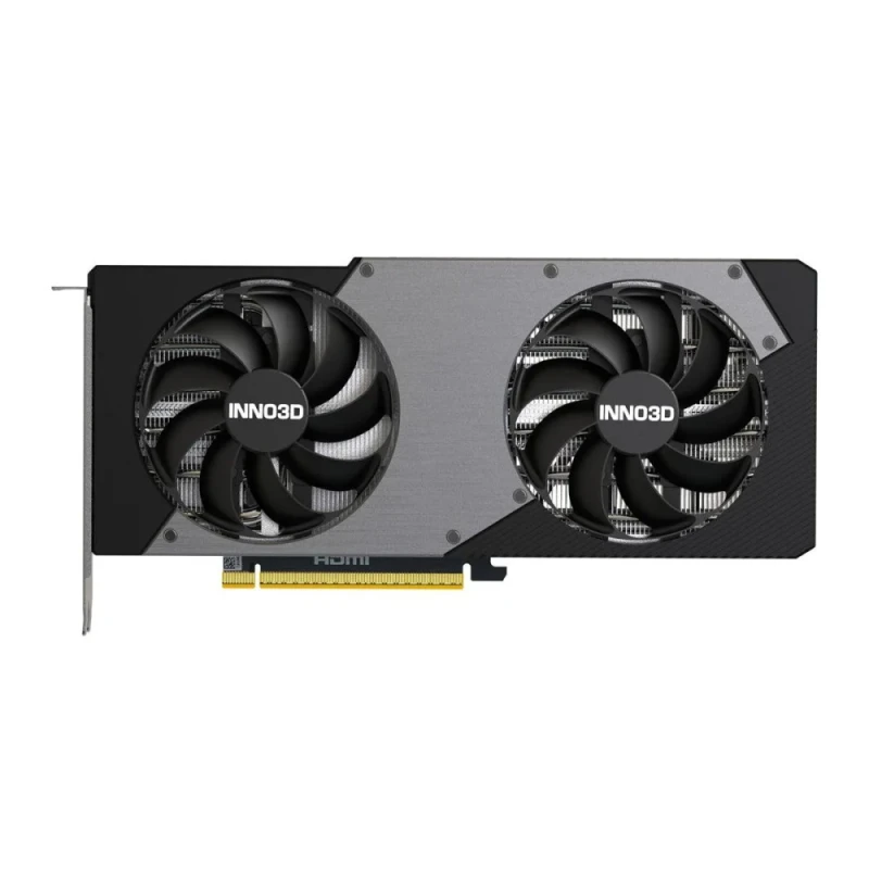Inno3D GeForce RTX 5070 Twin X2 OC 12GB Black/Silver – NVIDIA Blackwell RTX 5070 GPU, 6144 CUDA Cores, 12GB GDDR7 192-bit 28 Gbps, 2542 MHz Boost, PCIe 5.0 x16, Dual Fan Cooling, 3x DisplayPort 2.1b & HDMI 2.1b, 250 mm Compact Gaming Graphics Card - Featured Image