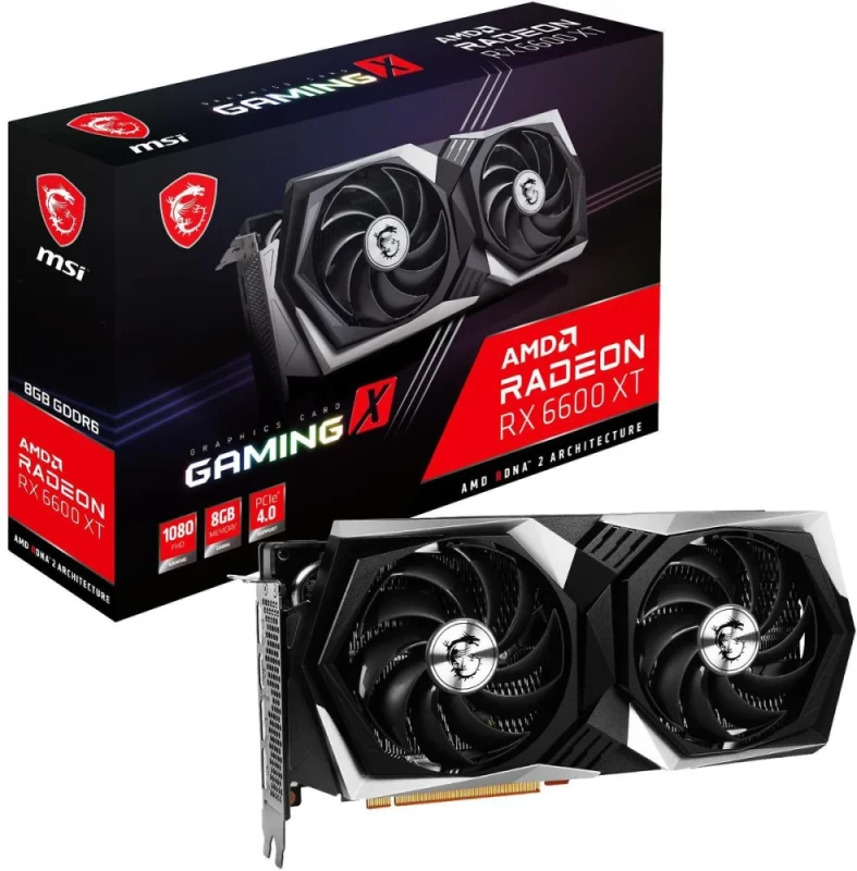 MSI Radeon RX 6600 XT GAMING X 8GB Graphics Card – AMD Radeon RX 6600 XT GPU with 2048 Stream Processors, 8 GB GDDR6 128-bit 16 Gbps Memory, PCIe 4.0 x16 Interface, TORX Fan Dual-Fan Cooling, HDMI 2.1 & 3x DisplayPort 1.4a, 277 mm Length, 2.5-Slot Design for 1080p Gaming - Featured Image