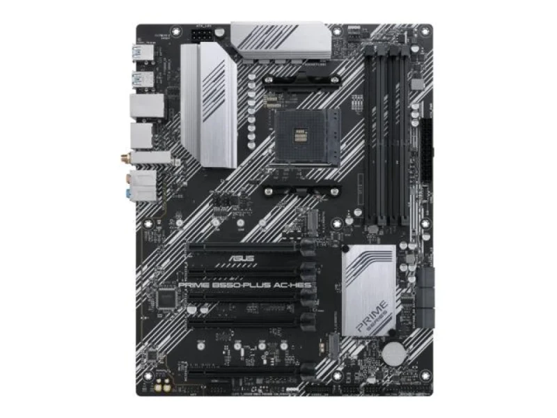 ASUS PRIME B550-PLUS AC-HES AMD AM4 ATX Motherboard – AMD B550 Chipset, Dual M.2 PCIe 4.0 & SATA, DDR4 up to 4866 MHz (OC), Wi-Fi 5 (802.11ac) + 1 Gb Ethernet, USB 3.2 Gen2 Type-A & Type-C, HDMI & DisplayPort, Aura Sync RGB Headers – ATX Board for Ryzen Builds - Featured Image
