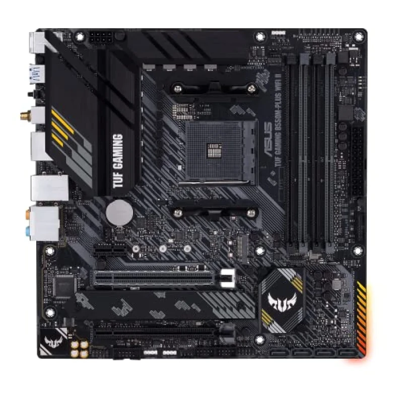 ASUS TUF GAMING B550M-PLUS WIFI II AMD B550 mATX Motherboard – AM4 Socket for Ryzen 5000/3000 Series, DDR4 Dual Channel, Wi-Fi 6 (802.11ax) & Bluetooth 5.2, Intel 2.5Gb LAN, PCIe 4.0 x16, 2x M.2 + SATA, HDMI 2.1 & DisplayPort, Realtek HD Audio, Micro-ATX Gaming Board - Featured Image