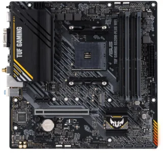 ASUS TUF GAMING A520M-PLUS WIFI AMD A520 Micro-ATX Motherboard, AM4 Socket, DDR4 up to 128GB, Wi-Fi 5 (802.11ac) & Bluetooth 5.0, PCIe 3.0 x16, M.2 & SATA III Storage, HDMI/DP/VGA, Realtek 7.1 Audio, TUF LANGuard Networking – Compact Gaming/PC Build Board