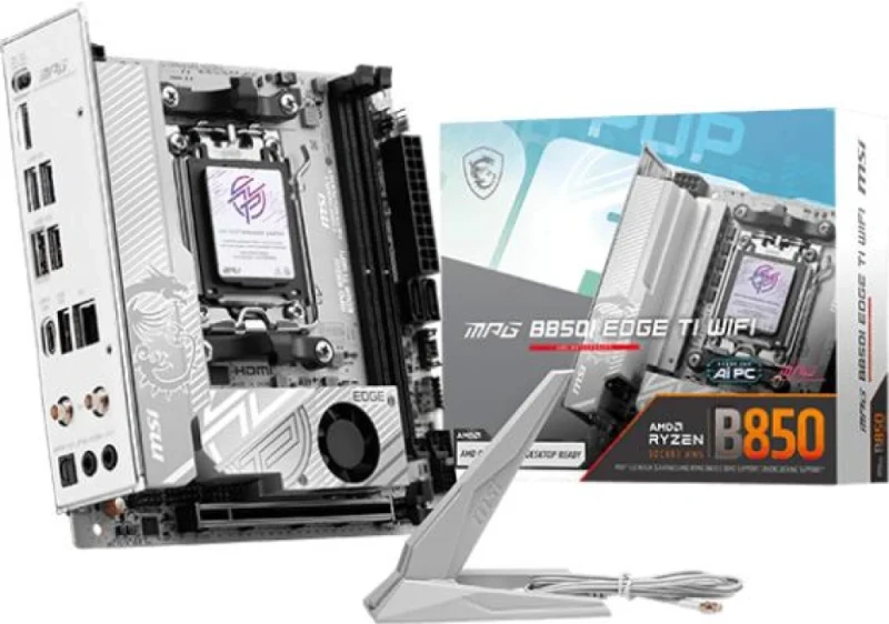 MSI MPG B850I EDGE TI WIFI AMD B850 Mini-ITX Motherboard – AM5 Socket for Ryzen 7000/8000/9000 Series, DDR5 8200+ MT/s (OC), Wi-Fi 7 & Bluetooth 5.4, 5Gb LAN, PCIe 5.0 x16, 2x M.2 NVMe & SATA III Storage, USB-C 20Gbps & Multiple USB A, HDMI 2.1, Realtek ALC4080 Audio – Compact High-Performance Gaming/Creator Board - Featured Image