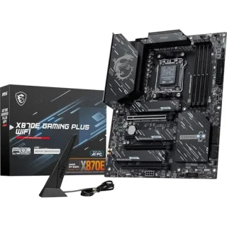 MSI X870E GAMING PLUS WIFI AMD X870E ATX Motherboard – AM5 Socket for Ryzen 7000/8000/9000 Series, DDR5 up to 8200+ (OC), Wi-Fi 7 (802.11be) & Bluetooth 5.4, PCIe 5.0 x16 + Multi PCIe, 3x M.2 NVMe & 4x SATA 6Gb/s Storage, USB4 & USB-C, 5Gb LAN, HDMI 2.1, Realtek 7.1 Audio – Full-Size Gaming/Creator Board