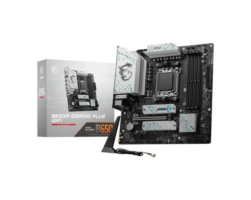 MSI B650M GAMING PLUS WIFI AM5 Micro-ATX Motherboard – AMD B650 Chipset, AM5 Socket, DDR5 7200+ (OC) Support, Wi-Fi 6E & Bluetooth 5.3, 2.5 Gb Ethernet, Dual M.2 PCIe 4.0, HDMI 2.1 & DP 1.4 Outputs, 4x SATA III & USB 3.2 Ports – Compact Gaming/PC Build Board - Featured Image