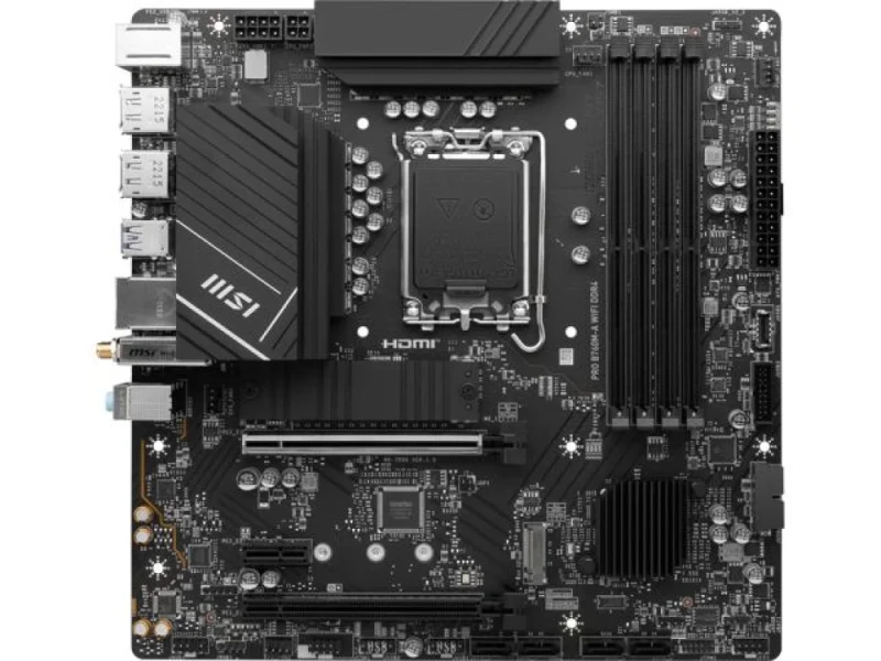 MSI PRO B760M-A WIFI DDR4 Micro-ATX Motherboard – Intel B760 Chipset, LGA1700 for 12th/13th/14th Gen Core/Pentium/Celeron CPUs, DDR4 5333+ MHz (OC), Wi-Fi 6E & Bluetooth 5.3, Realtek 2.5 Gb LAN, Dual M.2 PCIe 4.0, HDMI 2.1 & DP 1.4, USB 3.2 Gen2 Type-C & Multiple USB Ports – Professional/Compact PC Build Board - Featured Image