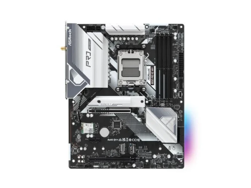 ASRock B650 Pro RS WiFi AM5 ATX Motherboard – AMD B650 Chipset, Socket AM5 for Ryzen 7000/8000/9000 CPUs, DDR5 Dual-Channel up to 7200+ OC, 4x DIMM, 1x PCIe 4.0 x16 + PCIe 3.0 x16, 3x M.2 (Gen5/Gen4/Gen3) & 4x SATA3, 2.5G LAN, 802.11ax Wi-Fi 6E + Bluetooth, HDMI & DisplayPort, USB-C & Multi-USB Connectivity - Featured Image