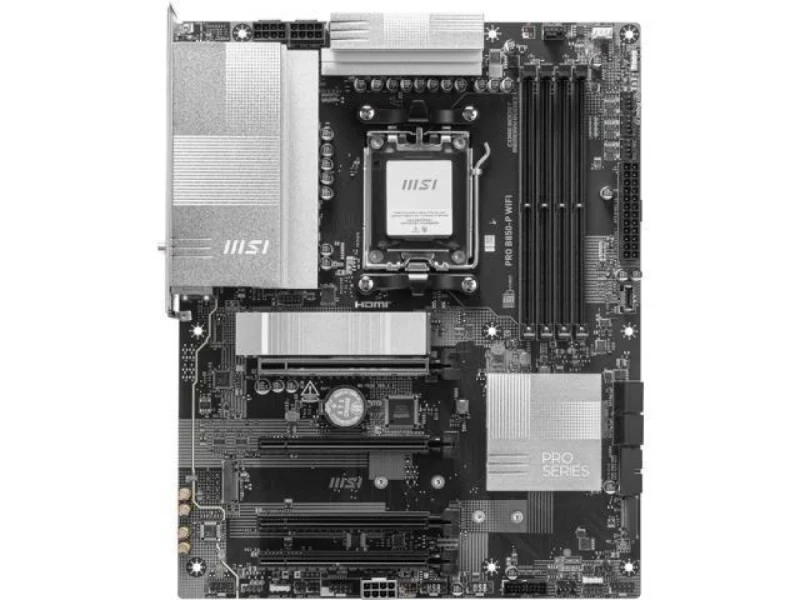 MSI PRO B850-P WIFI AM5 ATX Motherboard – AMD B850 Chipset, Socket AM5 for Ryzen 7000/8000/9000 Series, DDR5-8200+ (OC), 4x DIMM, PCIe 5.0 & PCIe 4.0 M.2 Slots, Realtek 5 Gb LAN, Wi-Fi 7 & Bluetooth 5.4, USB 3.2 Gen2/Gen1, HDMI 2.1, Extended VRM & Heatsinks - Featured Image