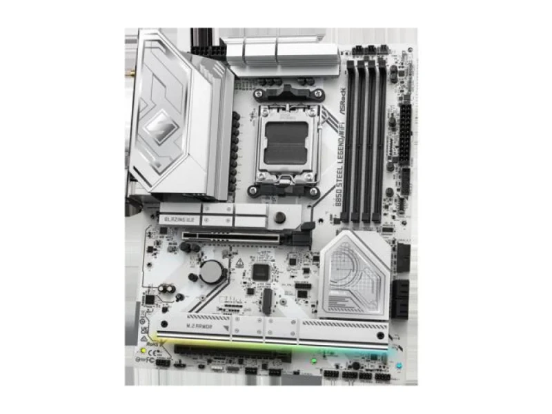 ASRock B850 Steel Legend WiFi AMD B850 ATX Motherboard – AM5 Socket for Ryzen 9000/8000/7000 CPUs, 4x DDR5 DIMM (Dual-Channel), 4x M.2 (PCIe 5.0 & PCIe 4.0), 4x SATA6Gb/s, 2.5Gb LAN, Wi-Fi 7 & Bluetooth 5.4, USB 3.2 Gen2x2 Type-C, HDMI 2.1, Realtek ALC4082 7.1 Audio - Featured Image
