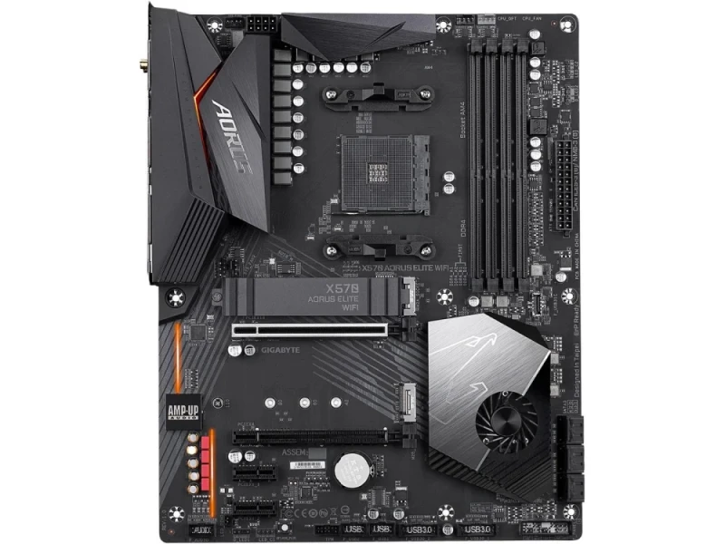 Gigabyte X570 AORUS ELITE WIFI AMD X570 ATX Motherboard – AM4 Socket for Ryzen 5000/3000/2000 CPUs, Dual-Channel DDR4 up to 4733 MHz (OC), Dual PCIe 4.0 M.2 + 6xSATA Storage, Intel Dual-Band 802.11ac Wi-Fi & Bluetooth 4.2, Intel Gigabit LAN, HDMI 2.0, USB-C & USB 3.2 Gen2 Ports, RGB Fusion 2.0 & Advanced Thermal Heatsinks - Featured Image
