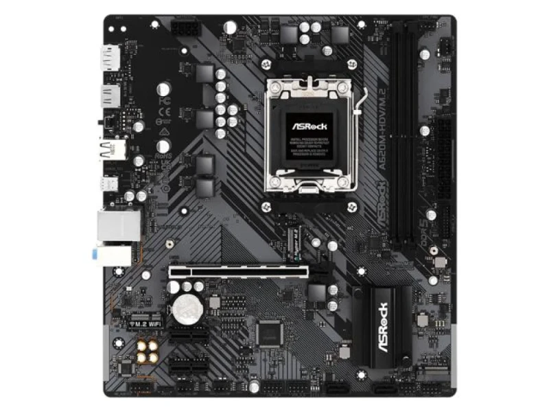 ASRock A620M-HDV/M.2 AM5 Micro-ATX Motherboard – AMD A620 Chipset, Socket AM5 for Ryzen 7000/8000 Series, DDR5 Dual-Channel up to 6400+ MHz OC, 1x PCIe 4.0 x16, 2x PCIe 3.0 x1, Dual M.2 (PCIe 4.0 & PCIe 3.0), HDMI & DisplayPort, Realtek Gigabit LAN & ALC897 Audio, USB-C & USB 3.2 Gen1 Ports - Featured Image