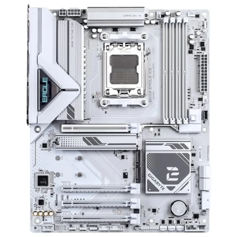 Gigabyte B850 EAGLE ICE ATX AM5 Motherboard – AMD B850 Chipset, AMD Ryzen™ 9000/8000/7000 Support, DDR5 up to 8200 MT/s (4 DIMMs, 256 GB), PCIe 5.0 x16 & 3x M.2, 2.5 GbE LAN, USB-C & USB 3.2, HDMI & DisplayPort, Realtek Audio – High-Performance Desktop Board - Featured Image