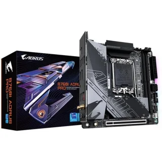 Gigabyte B760I AORUS PRO Intel B760 Mini-ITX Motherboard – LGA 1700 Socket for Intel 12th/13th/14th Gen CPUs, DDR5 Dual-Channel (up to ~8000 MT/s), 2x PCIe 4.0 M.2 NVMe, 2.5 GbE LAN + Wi-Fi 6E, USB 3.2 Gen2/Gen1 Type-A & Type-C, HDMI & DisplayPort, Realtek 7.1-Channel Audio, Mini-ITX Form Factor
