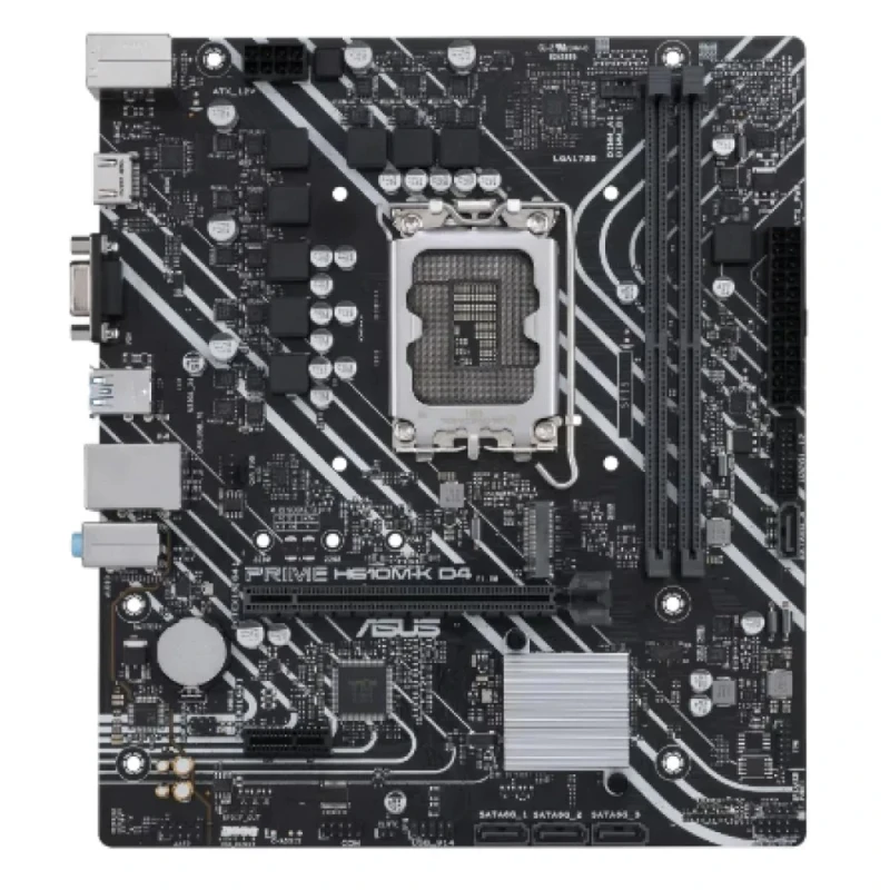 ASUS PRIME H610M-K D4 Micro-ATX Intel Motherboard – LGA 1700 Socket for 12th/13th/14th Gen Intel Core, Intel H610 Chipset, DDR4 up to 64 GB (2x DIMM), PCIe 4.0 x16 & PCIe 3.0 x1, 1x M.2 & 4x SATA6 Gb/s Storage, Gigabit Ethernet, HDMI & D-Sub, USB 3.2 Gen1 Ports, ASUS 5X Protection III - Featured Image