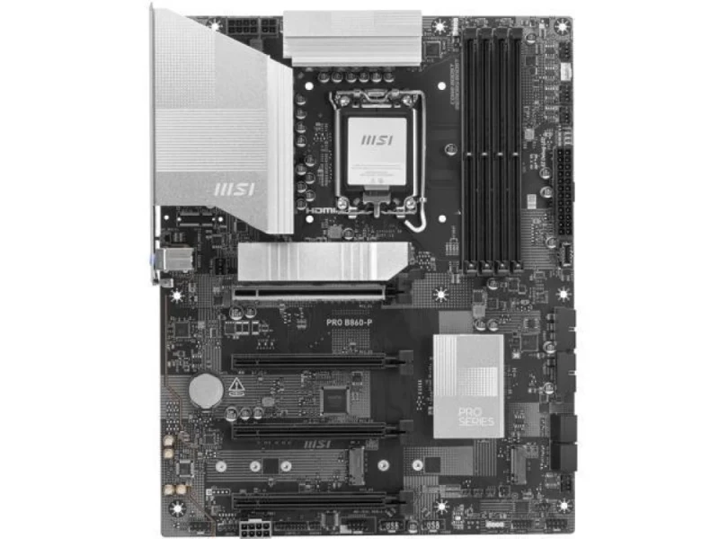 MSI PRO B860-P WIFI ATX Motherboard – Intel B860 Chipset, LGA 1851 for Intel Core Ultra CPUs, 4x DDR5 8800+ (OC) Support up to 256 GB, PCIe 5.0 x16 & PCIe 4.0, 3x M.2 NVMe & 4x SATA, Intel Wi-Fi 7 & Bluetooth 5.4, Realtek 5 Gb LAN, HDMI/DisplayPort/Thunderbolt 4, 7.1 Audio – Pro Series High-Speed Networking & Storage - Featured Image