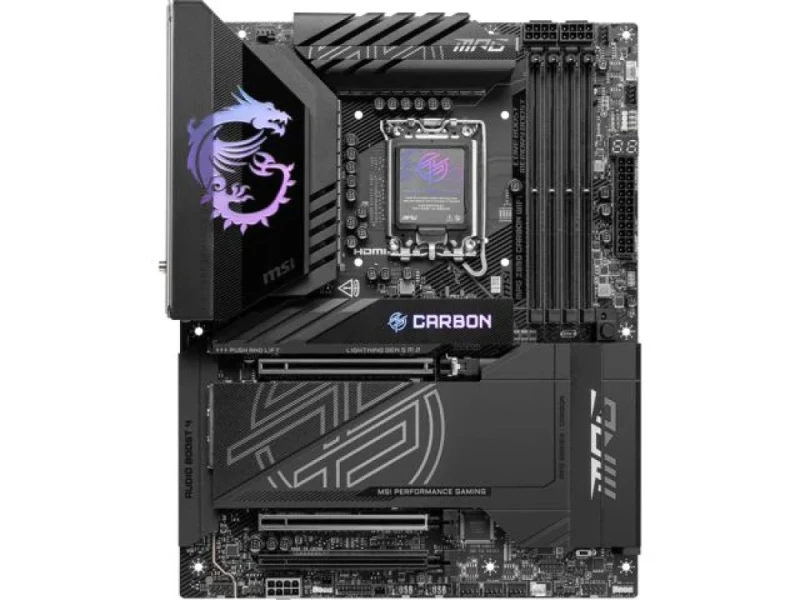 MSI MPG Z890 CARBON WIFI Intel Z890 ATX Motherboard LGA 1851 – Supports Intel Core Ultra (Series 2), DDR5 up to 9200+ MT/s, 4x DIMM, 5x M.2, 3x PCIe x16, Wi-Fi 7 & BT 5.4, Intel Killer 5G + 2.5G LAN, Dual Thunderbolt-4, Realtek ALC1220P Audio – High-Performance Gaming/Creator Board - Featured Image