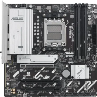 ASUS PRIME B840M-A WIFI-CSM AM5 micro-ATX Motherboard – AMD B840 Chipset, AM5 Socket for Ryzen 7000/8000/9000 Series, DDR5 up to 7600+ MT/s, 3x M.2 PCIe 4.0/3.0 Slots, PCIe 4.0 x16, Wi-Fi 6E & Realtek 2.5 Gb LAN, HDMI 2.1 & DisplayPort, USB 10 Gbps Type-A & USB-C, BIOS FlashBack, Aura Sync RGB – Compact PC Build Board