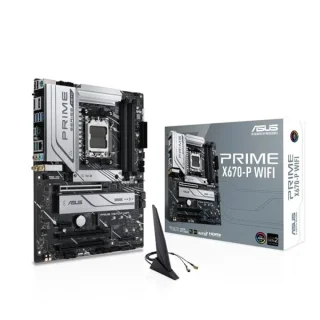 ASUS PRIME X670-P WIFI ATX Motherboard – AMD X670 Chipset, AM5 Socket Ryzen DDR5 Support (up to 6400+), 4x DIMM, 3x M.2 & 6x SATA, 2.5 Gb LAN, Wi-Fi 6 & Bluetooth 5.2, 7.1 Audio, PCIe 4.0 x16, HDMI & USB 3.2 Gen2x2 USB-C
