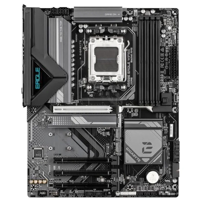 Gigabyte B650E EAGLE WIFI6E ATX AM5 Motherboard – AMD B650E Chipset, Supports AMD Ryzen 7000/8000/9000, DDR5 up to 8200 MHz, 3x M.2 (PCIe 5.0/4.0), 2.5Gb LAN + Wi-Fi 6E & Bluetooth 5.3, USB 3.2 Gen2 & USB-C, HDMI 2.1 & DisplayPort, Realtek Audio, Pre-Mounted I/O Shield – High-Performance Gaming/Creator Board - Featured Image