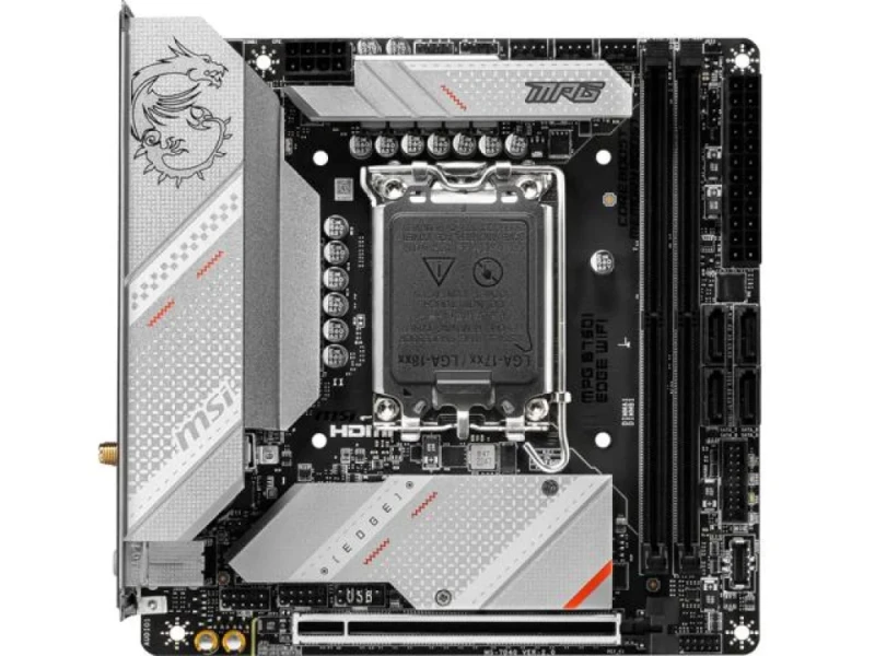 MSI MPG B760I EDGE WIFI Mini-ITX Motherboard – Intel B760 Chipset, LGA1700 for 14th/13th/12th Gen Core, DDR5 up to 7200+ MHz, Wi-Fi 6E & Bluetooth 5.3, 2.5 Gb LAN, Dual M.2 PCIe 4.0, PCIe 5.0 x16, HDMI 2.1 & DisplayPort, USB-C & USB 3.2 Gen2 (msi.com - Featured Image