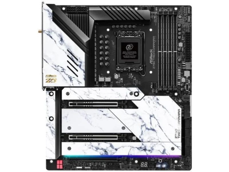 ASRock Z790 Taichi Carrara E-ATX Motherboard – Intel Z790 chipset, LGA1700 socket for 14th/13th/12th Gen Intel Core CPUs, 4x DDR5 DIMMs up to 7400+ MHz OC, 2x PCIe 5.0 x16 & PCIe 4.0 x16, 5x M.2 (1x Gen5, 4x Gen4), Killer Wi-Fi 6E + Bluetooth, USB4/Thunderbolt 4 Type-C, 2.5 Gb & 1 Gb LAN, Realtek ALC4082 with ESS SABRE DAC – premium E-ATX board - Featured Image