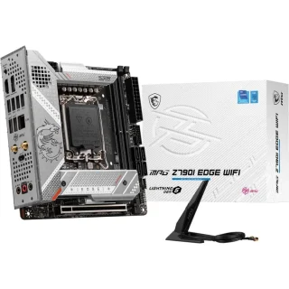 MSI MPG Z790I EDGE WIFI Mini-ITX Motherboard – Intel Z790 Chipset, LGA-1700 CPU Support (14th/13th/12th Gen), Dual DDR5 (8000+ OC), 3x M.2 & 4x SATA Storage, PCIe 5.0 x16, Intel Wi-Fi 6E & Bluetooth 5.3, 2.5Gb LAN, HDMI 2.1 & DisplayPort, USB 20Gbps Type-C, Enhanced Power & Cooling for Compact Gaming PCs