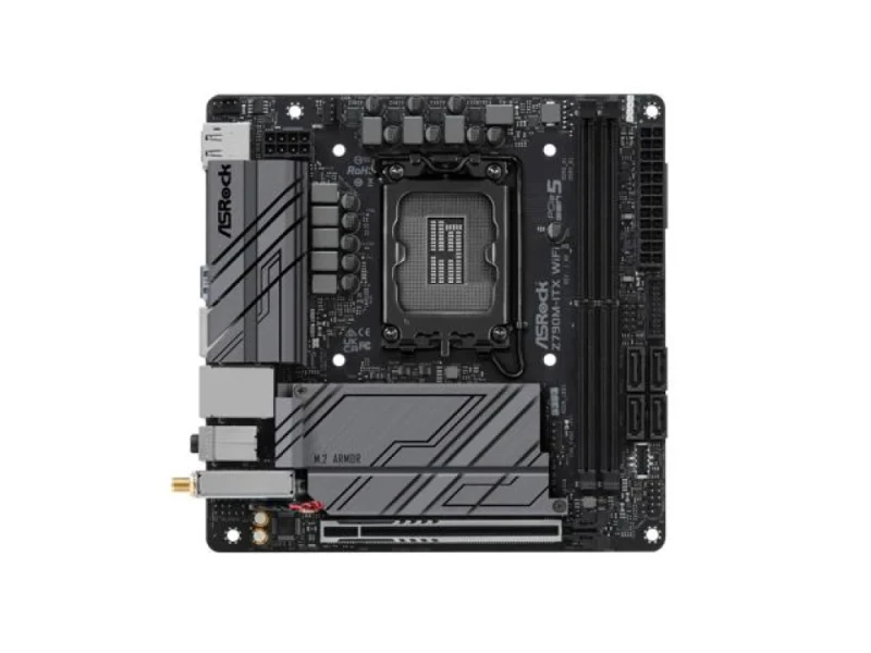 ASRock Z790M-ITX WiFi Mini-ITX Motherboard – Intel Z790 LGA1700 Board, Dual DDR5 up to 7000+ MHz (OC), PCIe 5.0 x16, 802.11ax Wi-Fi 6E + Bluetooth 5.3, Dual 2.5G & 1G LAN, HDMI & DisplayPort, 7.1CH HD Audio, 2 M.2 & 4 SATA Ports - Featured Image
