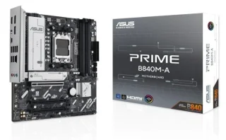 ASUS PRIME B840M-A-CSM Micro-ATX Motherboard – AMD B840 AM5 Socket for Ryzen 7000/8000/9000 Series, DDR5 Dual-Channel up to 7600+ MT/s (4x DIMM), 3x M.2 PCIe NVMe, Realtek 2.5Gb LAN, HDMI 2.1 & DisplayPort, USB 10Gbps/5Gbps Type-A/C, 7.1-Ch Audio, Corporate Stable Model