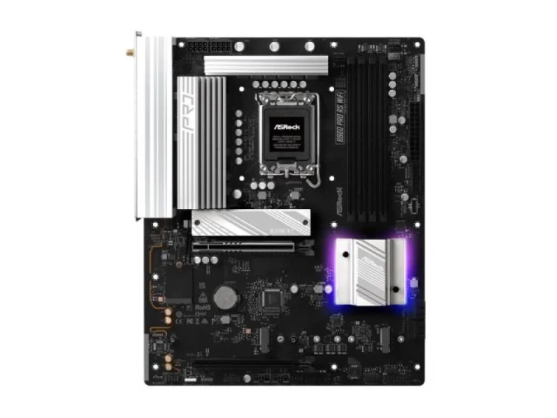 ASRock B860 Pro RS WiFi ATX Motherboard – Intel B860 Chipset LGA1851 Socket, Supports Intel Core Ultra Series 2 CPUs, Dual-Channel DDR5 up to 256 GB (4 DIMM), PCIe 5.0 & PCIe 4.0 Slots, Wi-Fi 6E & Bluetooth 5.3, 2.5 GbE LAN, HDMI 2.1 & DisplayPort 1.4, 3x M.2 & SATA3 Storage, Realtek ALC897 Audio – High-Performance PC Board - Featured Image