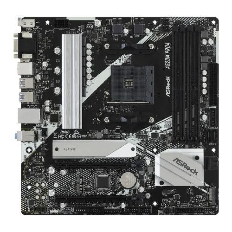 ASRock A520M Pro4 Micro-ATX Motherboard – AMD A520 Chipset AM4 Socket for Ryzen 5000/4000/3000 Series, Dual-Channel DDR4 up to 4733+ OC, 2x PCIe 3.0 x16, 2x M.2 & 4x SATA3 Storage, HDMI/DisplayPort/D-Sub Video, Realtek Gigabit LAN, 7.1 Audio, Compact mATX Board for Budget Builds - Featured Image