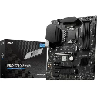 MSI PRO Z790-S WIFI Intel Z790 ATX Motherboard – LGA1700 socket for 12th/13th/14th Gen Intel CPUs, DDR5 up to 6600+ MHz, Dual PCIe 4.0 M.2, PCIe 5.0 x16, Intel Wi-Fi 6E & Bluetooth 5.3, Realtek 2.5 GbE LAN, USB 3.2 Gen2x2 Type-C, HDMI/DisplayPort, 4x DIMM, Audio Boost 7.1