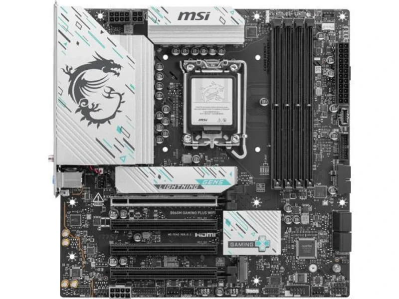 MSI B860M GAMING PLUS WIFI Micro-ATX Motherboard – Intel B860 Chipset, LGA1851 for Core Ultra Series CPUs, DDR5 up to 8800 MT/s OC, 4x DIMM, 3x M.2 (PCIe 5.0/4.0), Intel Killer Wi-Fi 7 & Bluetooth 5.4, 5 Gb LAN, Thunderbolt 4 Type-C, HDMI 2.1 & DisplayPort – High-Speed Gaming/AI PC Board - Featured Image
