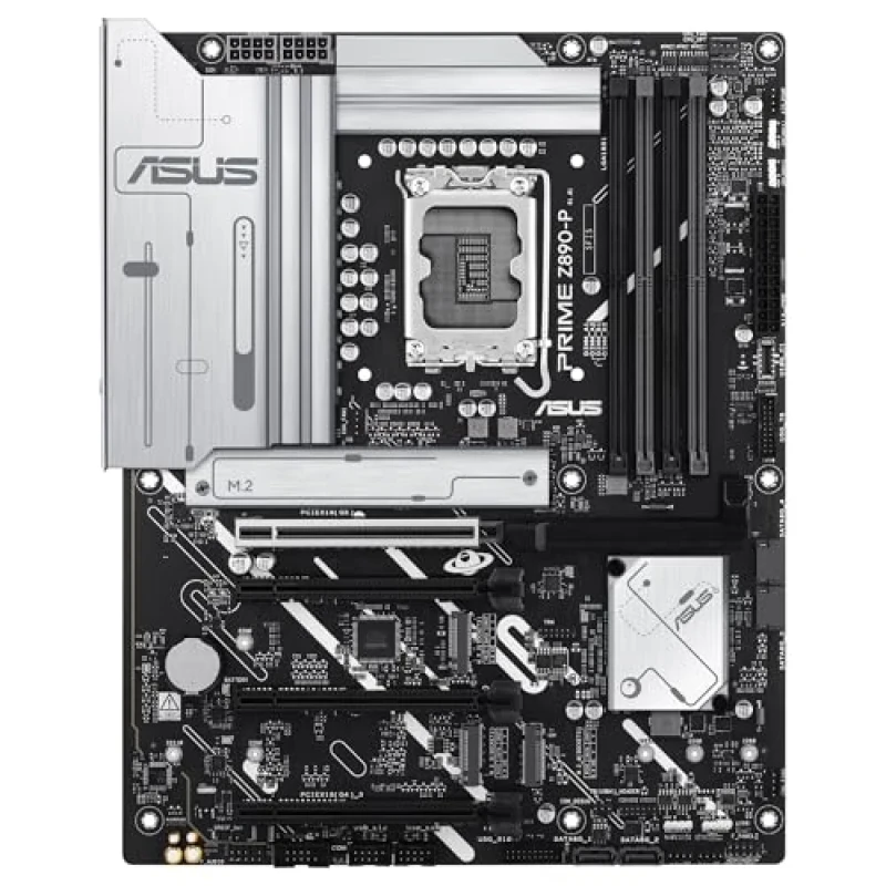 ASUS PRIME Z890-P ATX Intel Z890 Motherboard – LGA1851 for Intel Core Ultra Series 2, DDR5 Up to ~7600 MHz, 4x DIMM, 4x M.2 & PCIe 5.0 Expansion, 2.5 Gb LAN, HDMI 2.1 & DisplayPort, USB 3.2 Gen2 & USB-C, Realtek 7.1 Audio, ATX PC Board - Featured Image