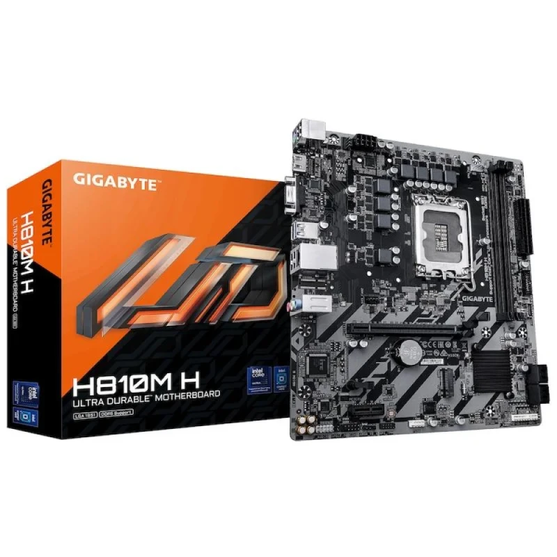 Gigabyte H810M H Intel H810 Micro ATX Motherboard – LGA1851 Socket for Intel Core Ultra (Series 2) CPUs, DDR5-6400 Support, 2x DIMM, PCIe 4.0 x16, M.2 PCIe 4.0, Realtek GbE LAN, HDMI & D-Sub, USB 3.2 Gen1 - Featured Image