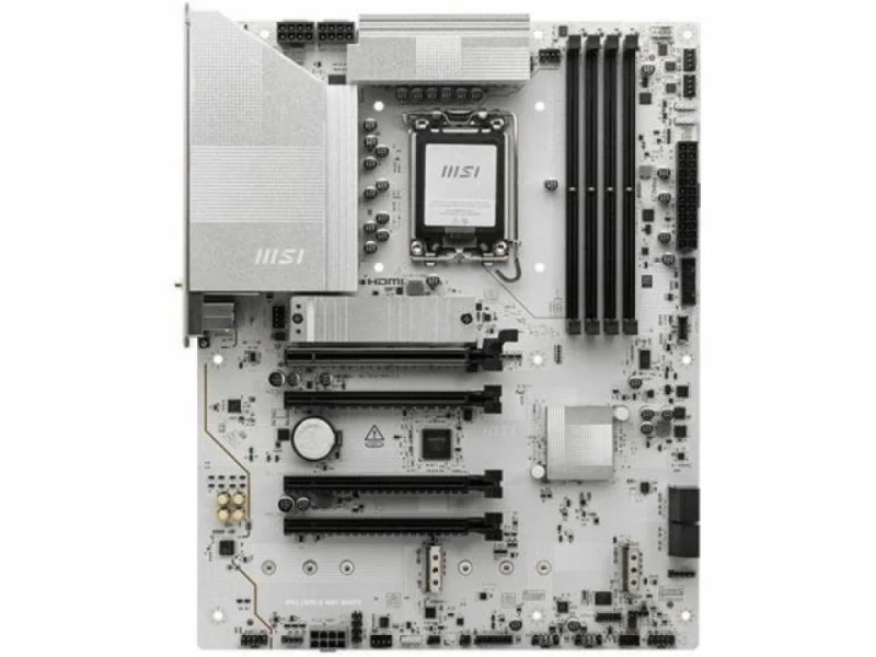 MSI PRO Z890-S WIFI WHITE ATX Motherboard – Intel Z890 chipset, LGA 1851 socket for Intel Core Ultra Series 2 CPUs, Wi-Fi 7 (802.11be) & Bluetooth 5.4, 2.5 Gb LAN, Thunderbolt 4 & USB 3.2 Gen2x2 Type-C, DDR5 up to 8800+ MT/s, PCIe 5.0 x16 & multiple PCIe slots, 3x M.2 & 4x SATA6Gb/s, Realtek 7.1 audio – white professional build board for gaming/creator systems - Featured Image