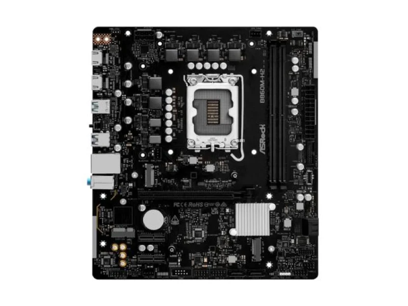 ASRock B860M-H2 Intel B860 Micro-ATX Motherboard – LGA 1851 Socket for Intel Core Ultra Series, DDR5 Dual Channel, 2x M.2 PCIe (Gen5 & Gen4), 4x SATA III, HDMI 2.1, Gigabit LAN (Realtek RTL8111H), USB 3.2 Gen2x2 Type-C & USB 3.2/USB 2.0 Ports, Realtek ALC897 7.1 Audio, Compact mATX Board for Everyday & Multimedia Builds - Featured Image