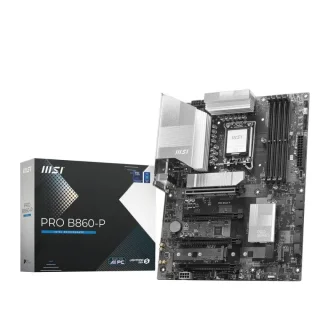 MSI PRO B860-P ATX Motherboard – Intel B860 LGA 1851 Support for Intel Core Ultra Series 2 CPUs, 4x DDR5 UDIMM up to 8800+ MT/s, 3x M.2 & 4x SATA 6Gb/s Storage, PCIe 5.0 x16, 5 Gb LAN, Realtek ALC897 7.1 HD Audio, HDMI & DisplayPort, Advanced Thermal Design