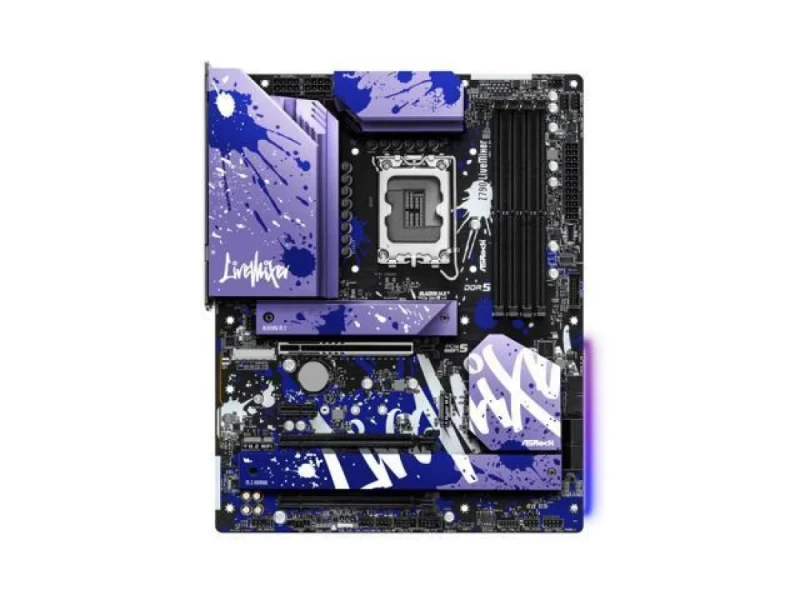 ASRock Z790 LiveMixer ATX Motherboard – Intel Z790 LGA1700 Support for 14th/13th/12th Gen Intel Core CPUs, 4x DDR5 up to 7200+ OC, PCIe 5.0 x16 + 2x PCIe 4.0 x16, 5x M.2 & 4x SATA3 Storage, 2.5 Gb LAN, 1x USB 3.2 Gen2x2 Type-C + Multiple USB 3.2/2.0 Ports, HDMI/DisplayPort/eDP, Realtek ALC897 Audio – Creator/High-I/O Board - Featured Image