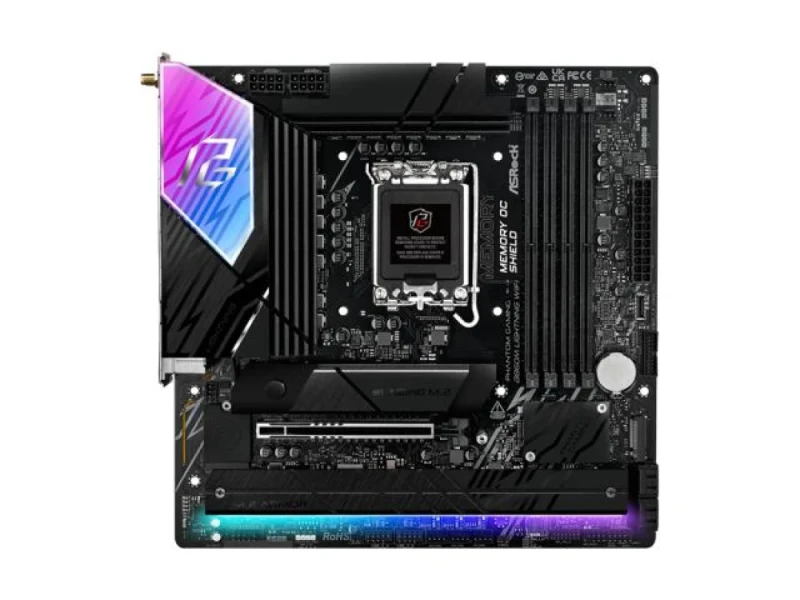 ASRock B860M Lightning WiFi Phantom Gaming Micro-ATX Motherboard – Intel B860 Chipset, LGA1851 for Intel Core Ultra, 4x DDR5 DIMM up to 8666+ (OC), PCIe 5.0 x16, 4x M.2 (Gen5/Gen4), Thunderbolt 4, Killer 2.5G LAN, 802.11axe Wi-Fi 6E & Bluetooth 5.3, Realtek ALC1220 7.1 HD Audio, HDMI & DisplayPort - Featured Image