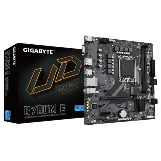 Gigabyte B760M E Micro-ATX Intel B760 Motherboard – LGA1700 Socket for 12th/13th/14th Gen Intel Core CPUs, Dual DDR5 up to ~7200 MHz (OC), 2x PCIe 4.0 M.2, Gigabit LAN (Realtek RTL8111H), HDMI/DisplayPort/VGA, 4x USB 3.2 Gen 1, SATA III Storage Support, 7.1 HD Audio – Micro-ATX PC Builder Board