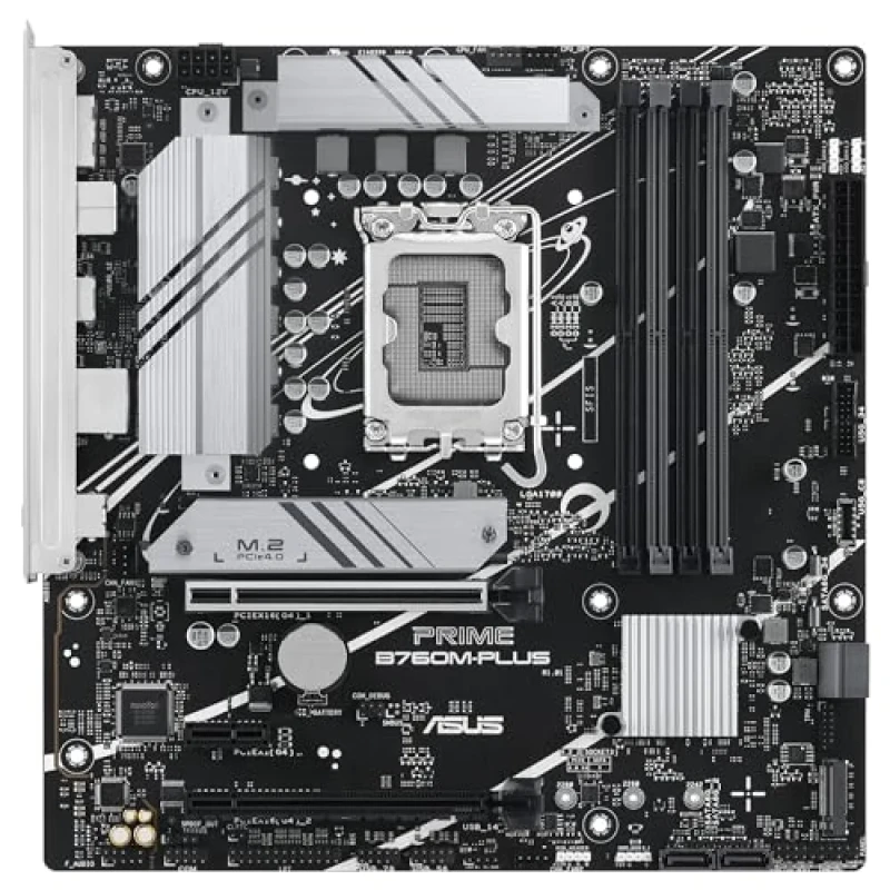 ASUS PRIME B760M-PLUS Intel B760 Micro-ATX Motherboard – LGA1700 for 12th/13th/14th Gen Intel Core CPUs, 4x DDR5 DIMM up to 7200 MHz (OC), 2x PCIe 4.0 M.2 & 4x SATA Storage, Realtek 2.5Gb Ethernet, USB 10Gbps Type-C & USB-A, HDMI + DisplayPort, Aura Sync RGB, Hybrid Fan Headers – Micro-ATX PC Builder Board - Featured Image