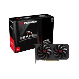 PowerColor Radeon RX 9060 XT Reaper 8GB GDDR6 PCIe 5.0 Graphics Card – AMD RX 9060 XT RDNA 4 GPU, 2048 Stream Processors, 128-bit 20 Gbps 8 GB VRAM, Boost ~3130 MHz, Dual-Fan Active Cooler, HDMI 2.1b + 2x DisplayPort 2.1a, 200 mm Compact Black Gaming GPU