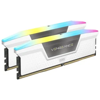 Corsair Vengeance RGB 64 GB - 2 x 32GB, DDR5 288-pin DIMM, 6000MT/s, CL30, White / Silver color