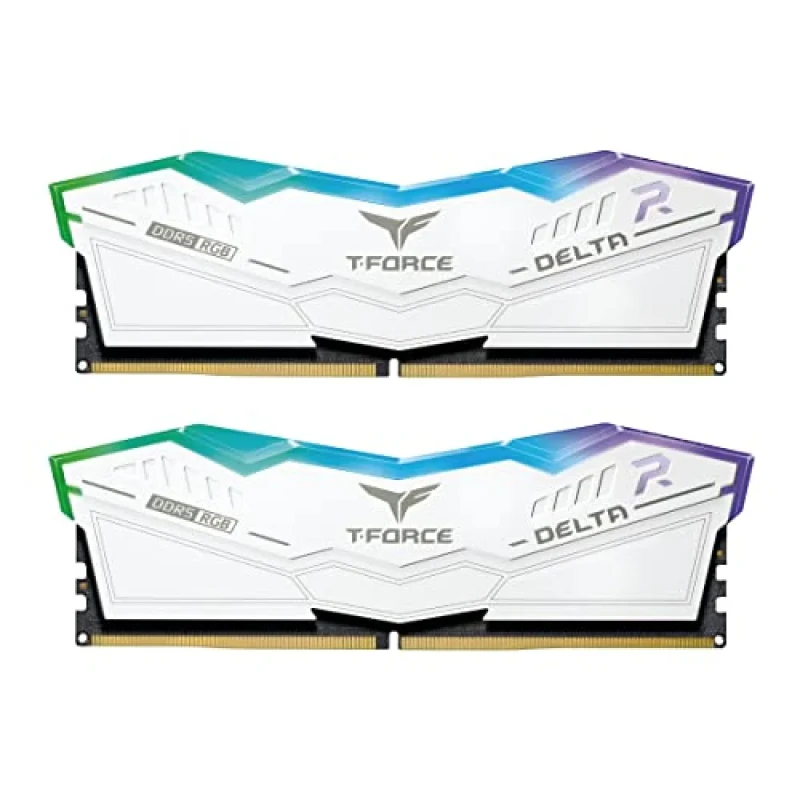 TEAMGROUP T-Force Delta RGB 64 GB - 2 x 32GB, DDR5 288-pin DIMM, 6000MT/s, CL38, White color - Featured Image
