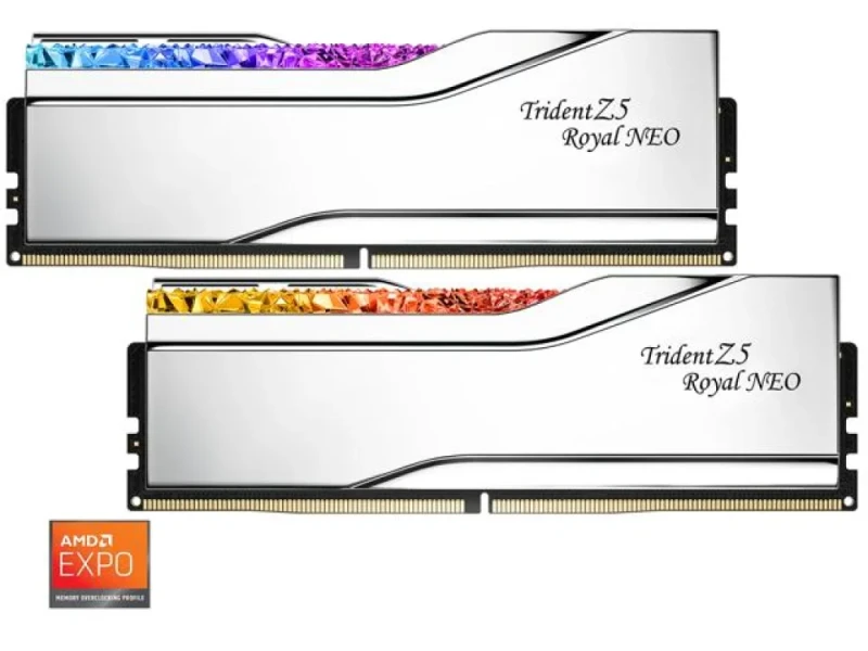 G.Skill Trident Z5 Royal Neo RGB 96 GB - 2 x 48GB, DDR5 288-pin DIMM, 6000MT/s, CL28, Silver color - Featured Image