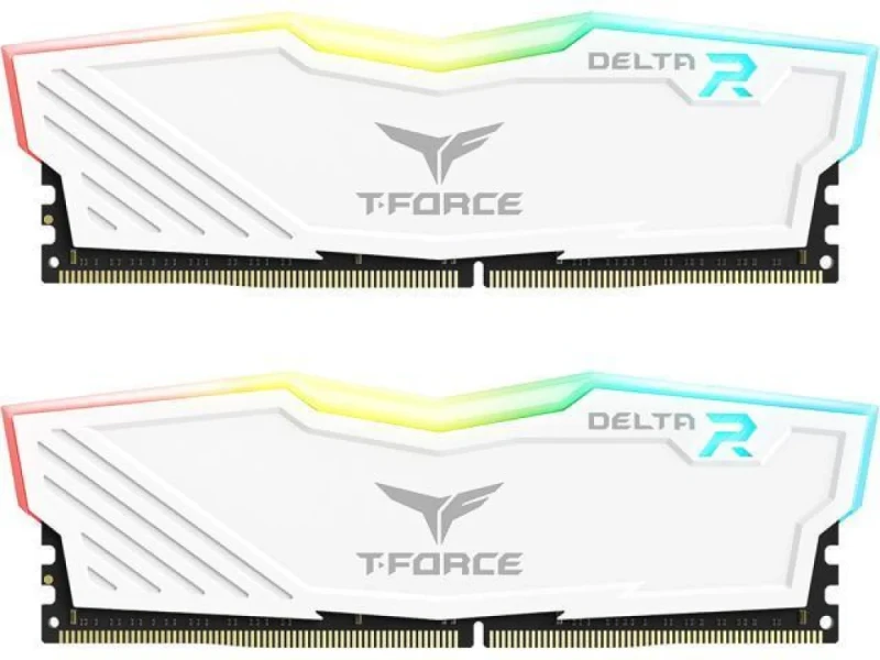 TEAMGROUP T-Force Delta RGB 16 GB - 2 x 8GB, DDR4 288-pin DIMM, 3200MT/s, CL16, White color - Featured Image