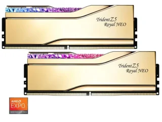 G.Skill Trident Z5 Royal Neo RGB 96 GB - 2 x 48GB, DDR5 288-pin DIMM, 6000MT/s, CL28, Gold color