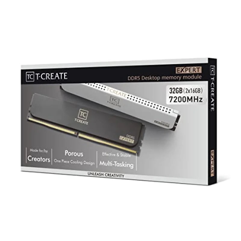 TEAMGROUP T-Create Expert 32 GB - 2 x 16GB, DDR5 288-pin DIMM, 7200MT/s, CL34, Black color - Featured Image